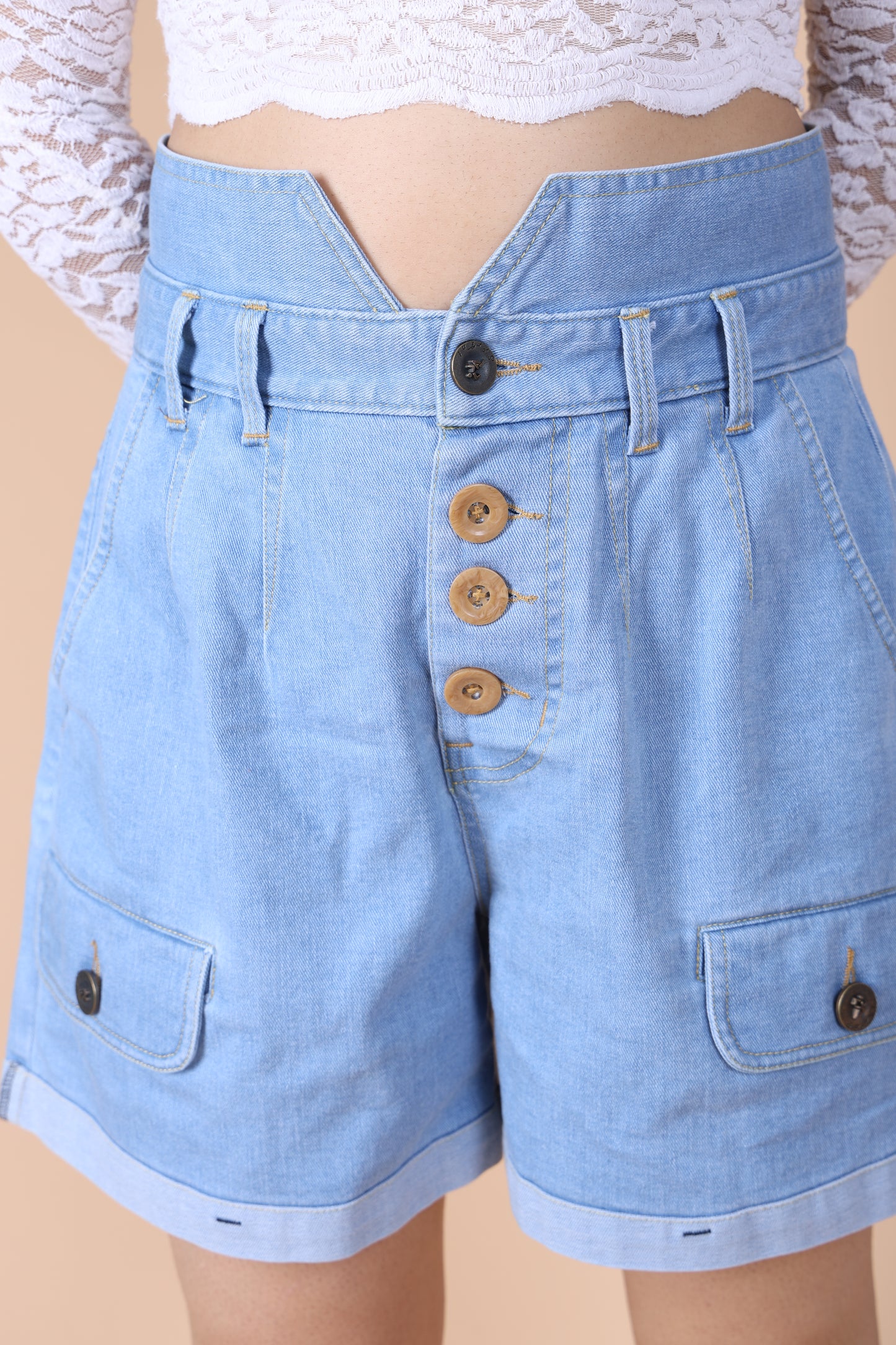 V shaped WaistBand Denim short