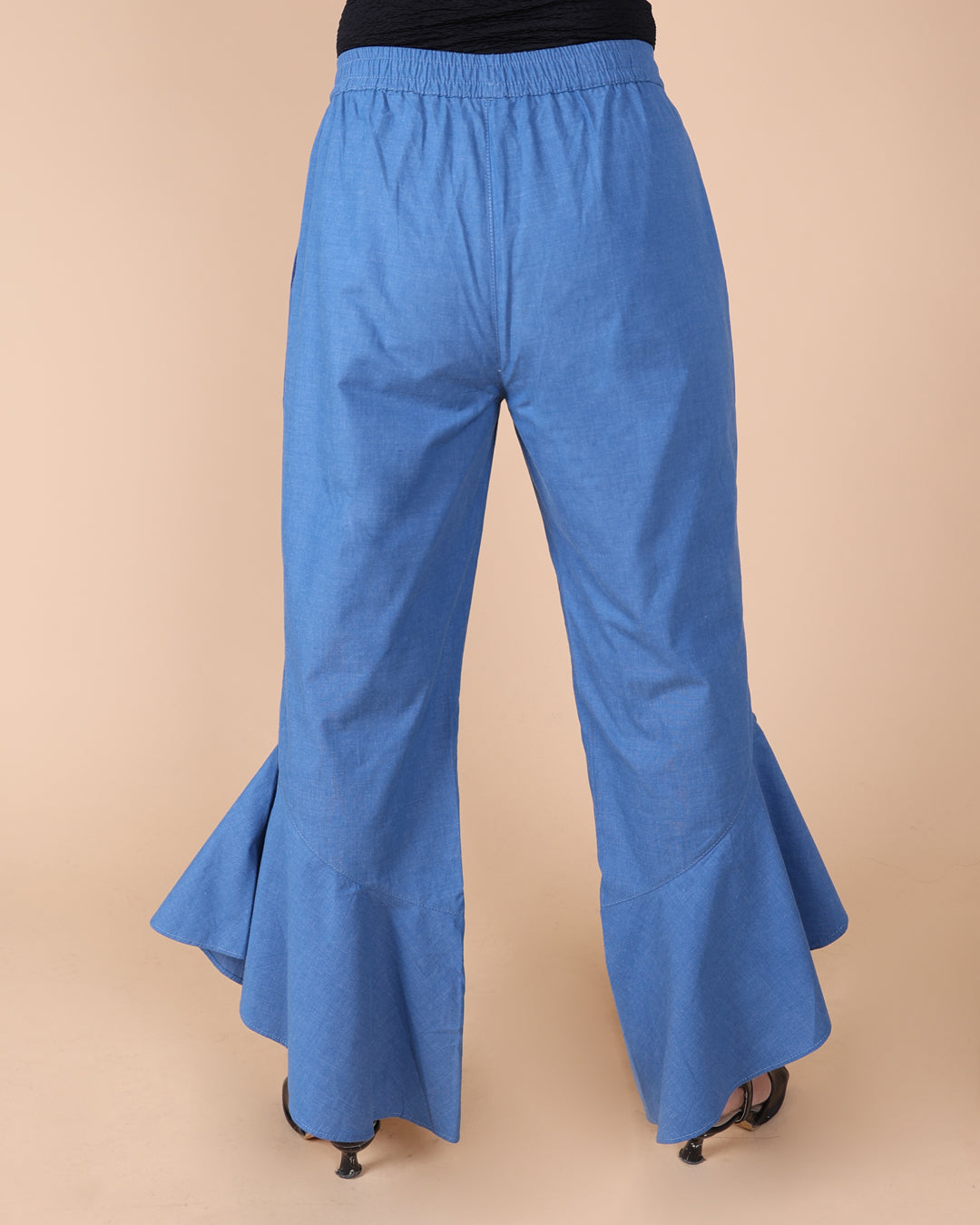 Flayered Hem Cotton Blue Pant