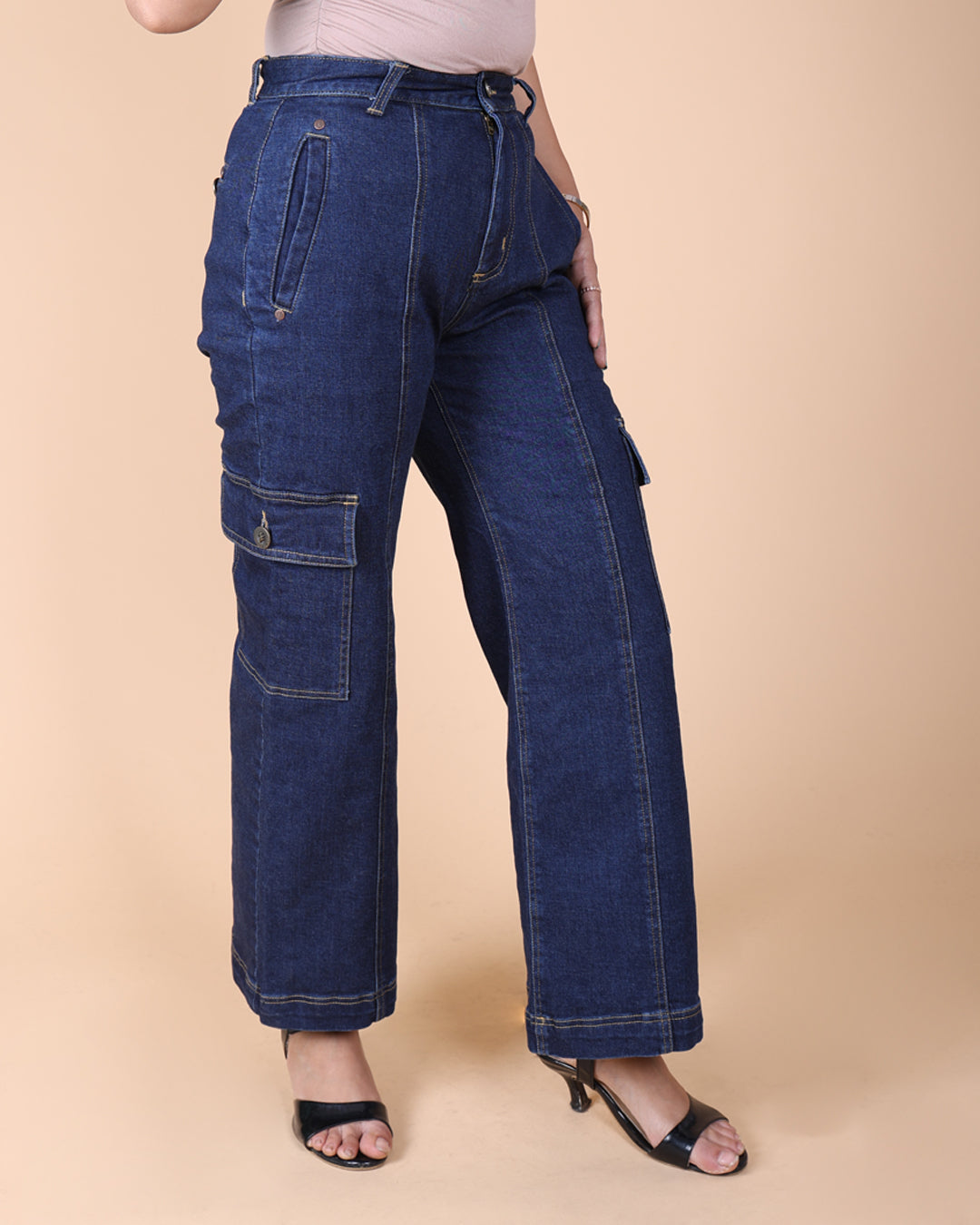 Side Cut Elasticated Jeans