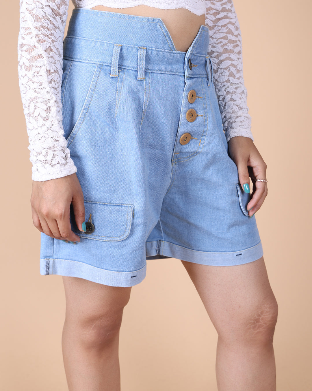 V shaped WaistBand Denim short