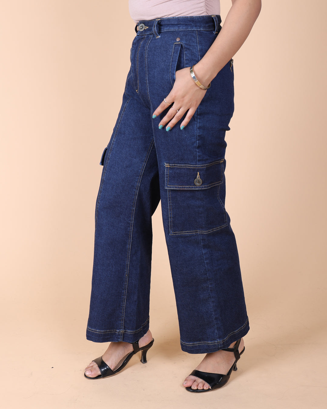 Side Cut Elasticated Jeans