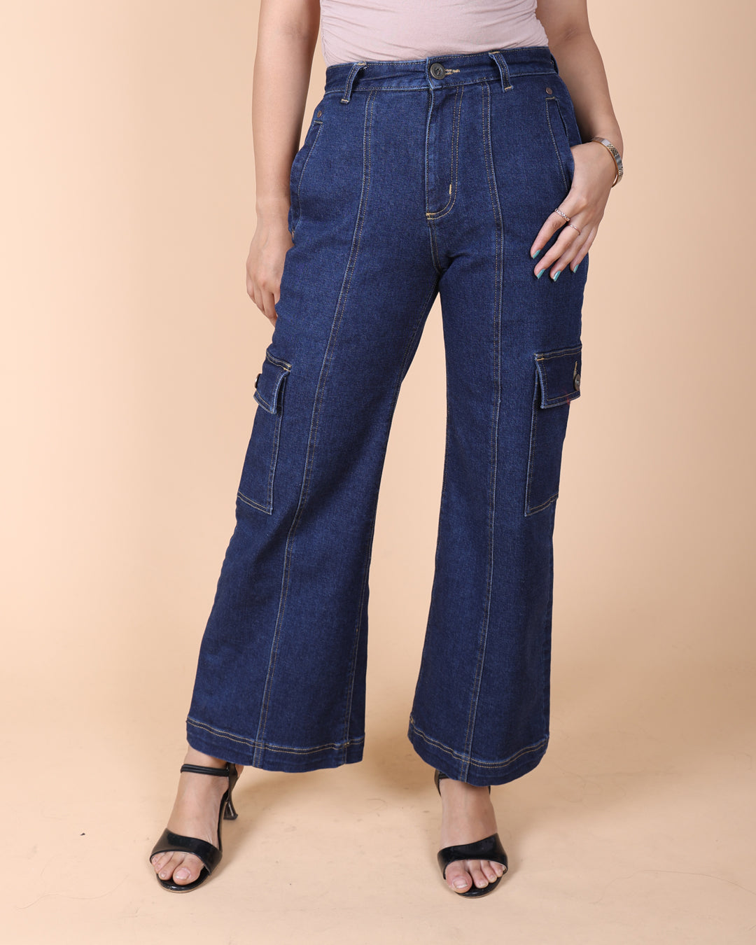 Side Cut Elasticated Jeans