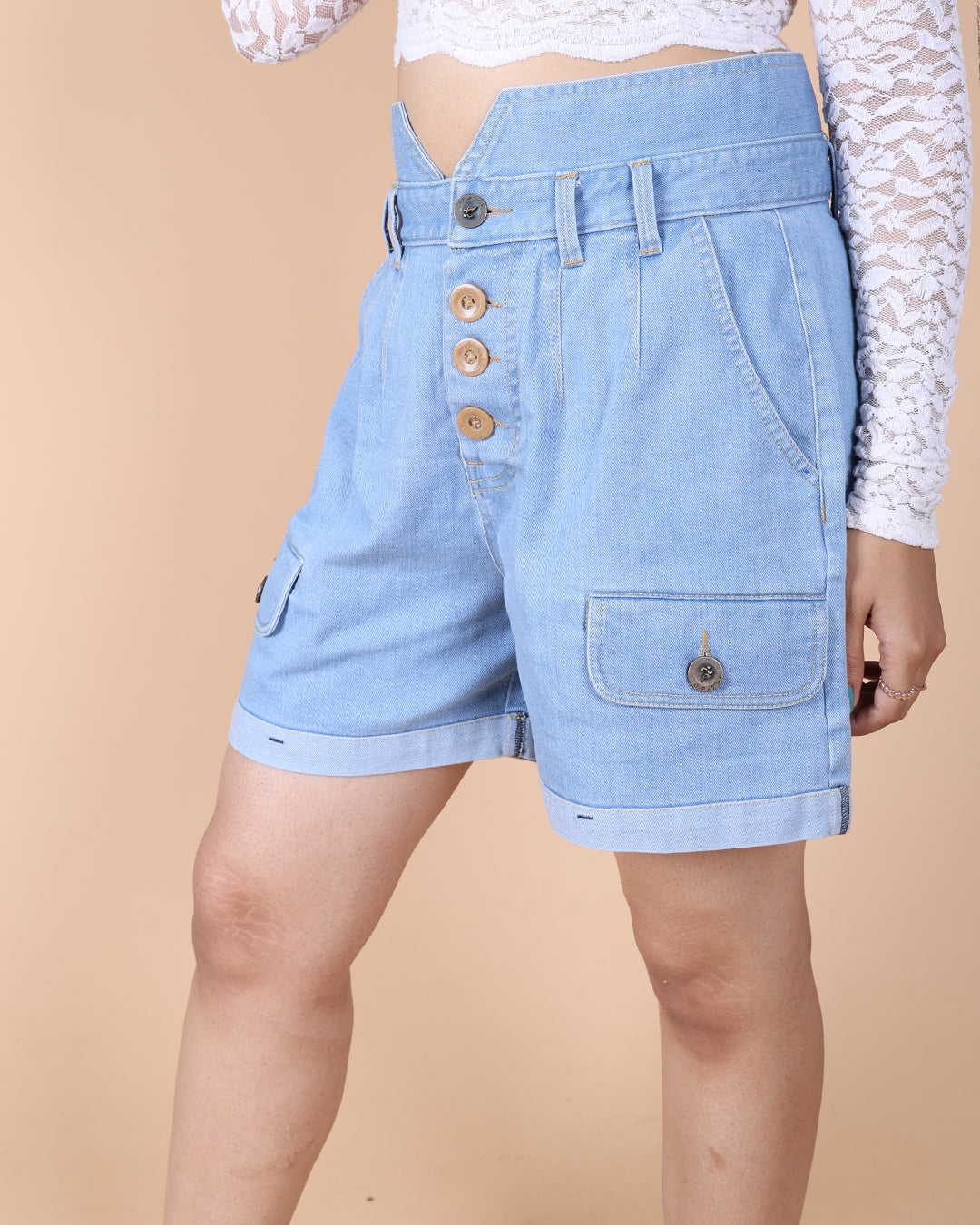 V shaped WaistBand Denim short