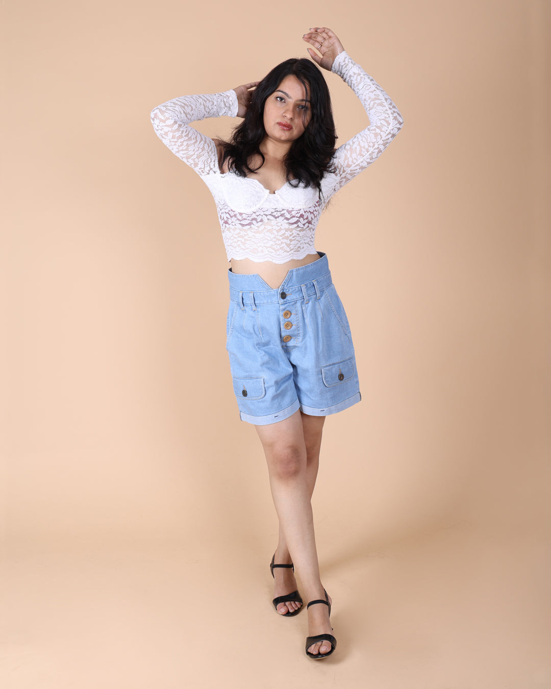 V shaped WaistBand Denim short