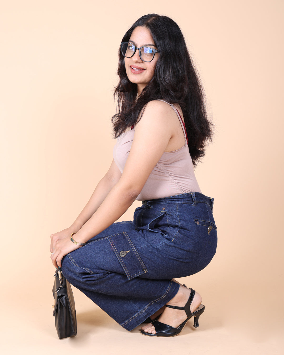 Side Cut Elasticated Jeans