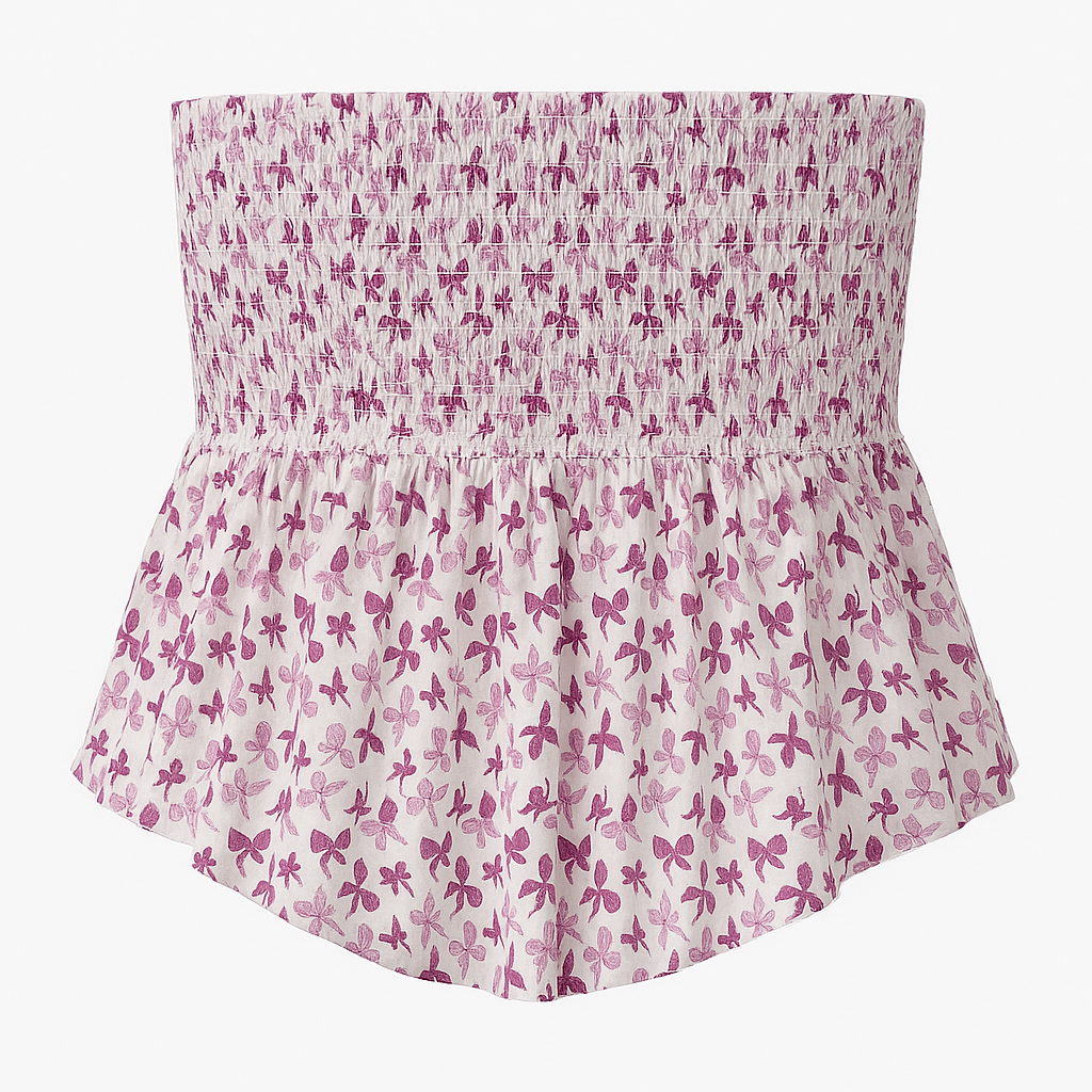 Floral Smocked Strapless Peplum Top