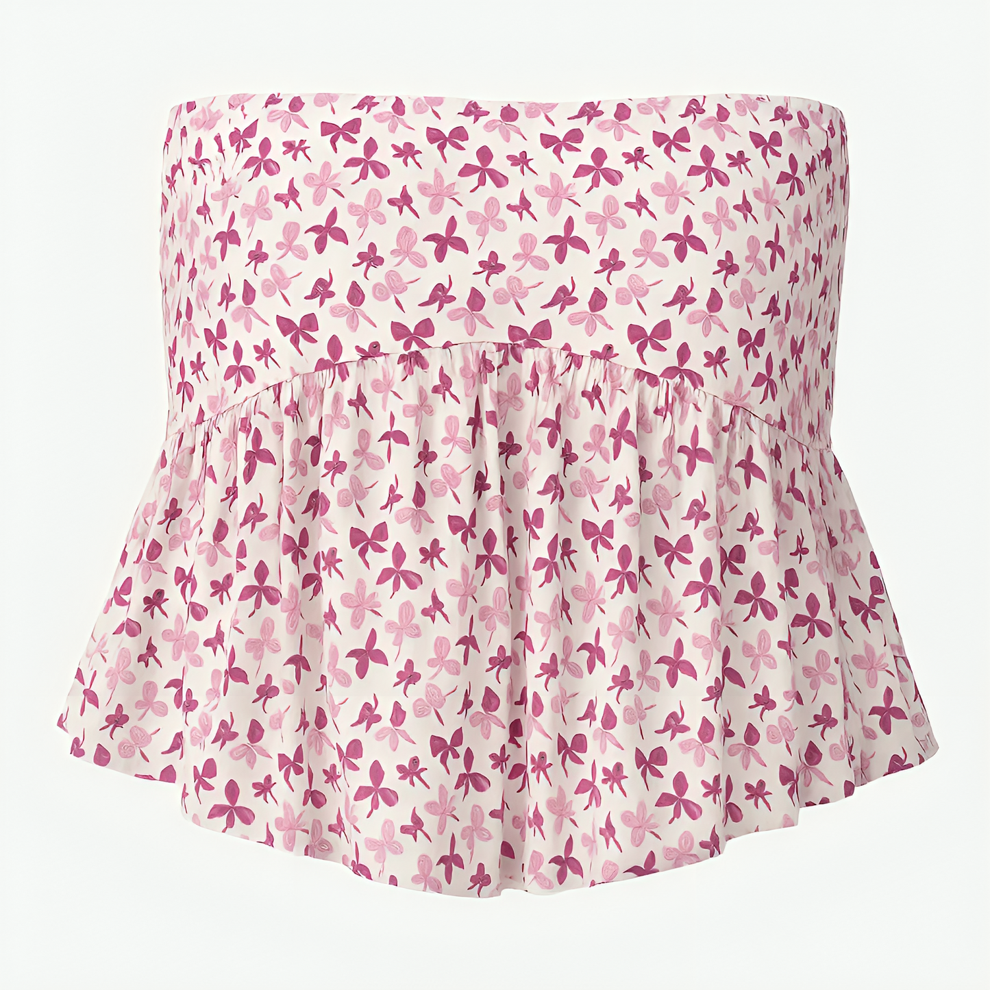 Floral Smocked Strapless Peplum Top