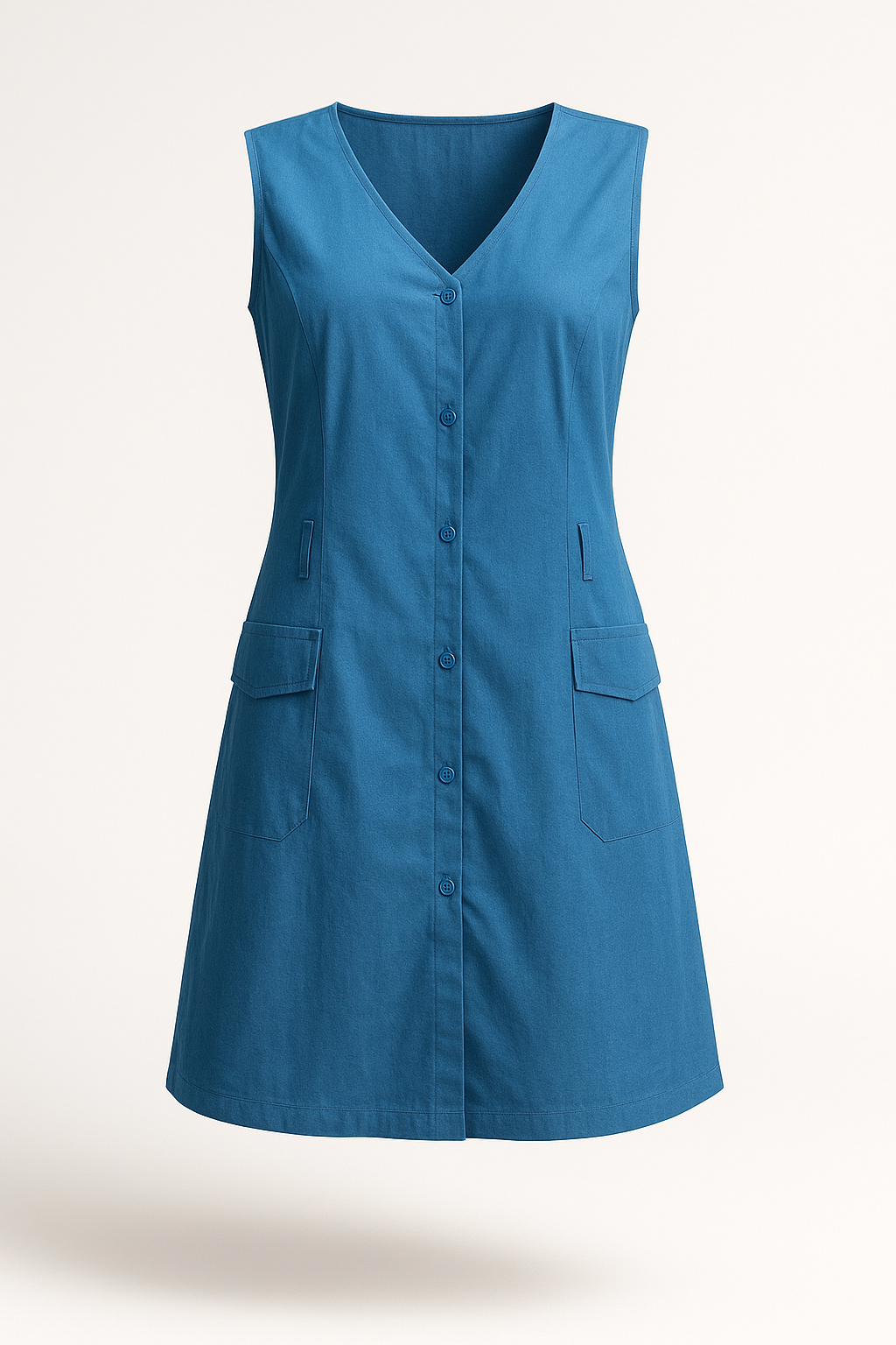 Classic Sleeveless Button-Down Denim Dress