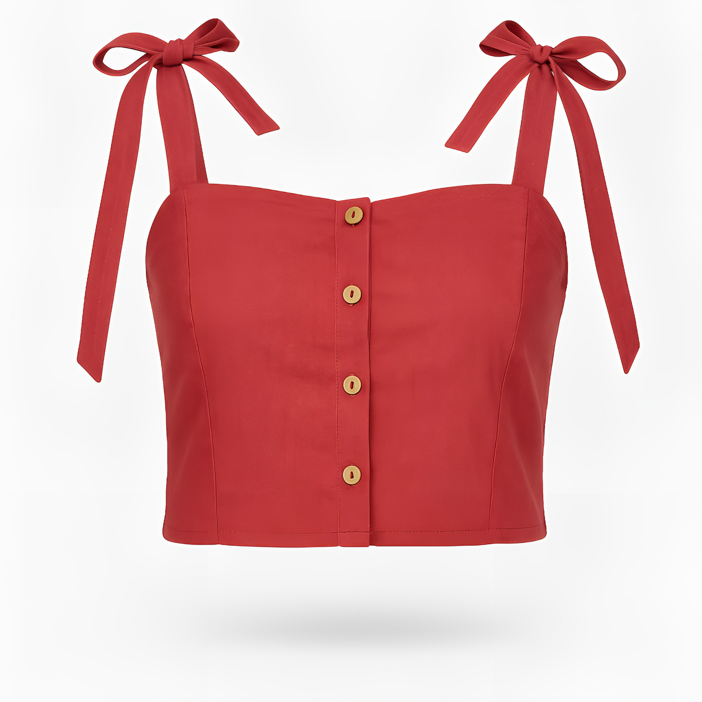 Rust Red Tie-Shoulder Crop Top