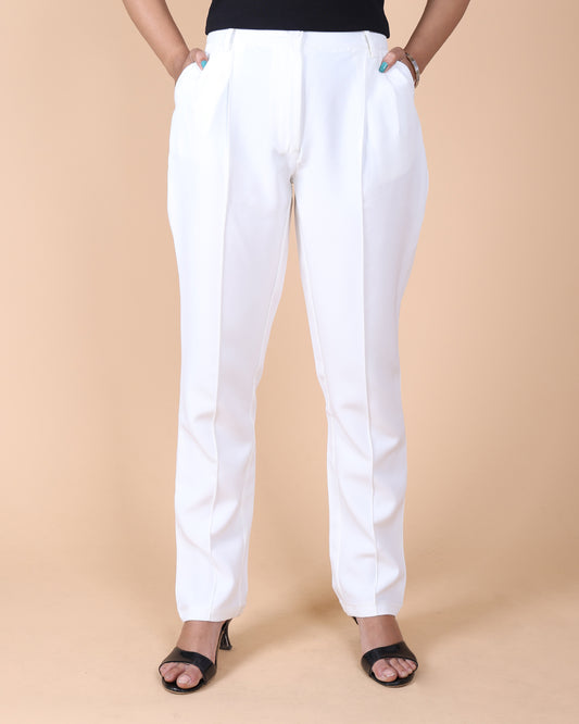 Soft white summer trouser