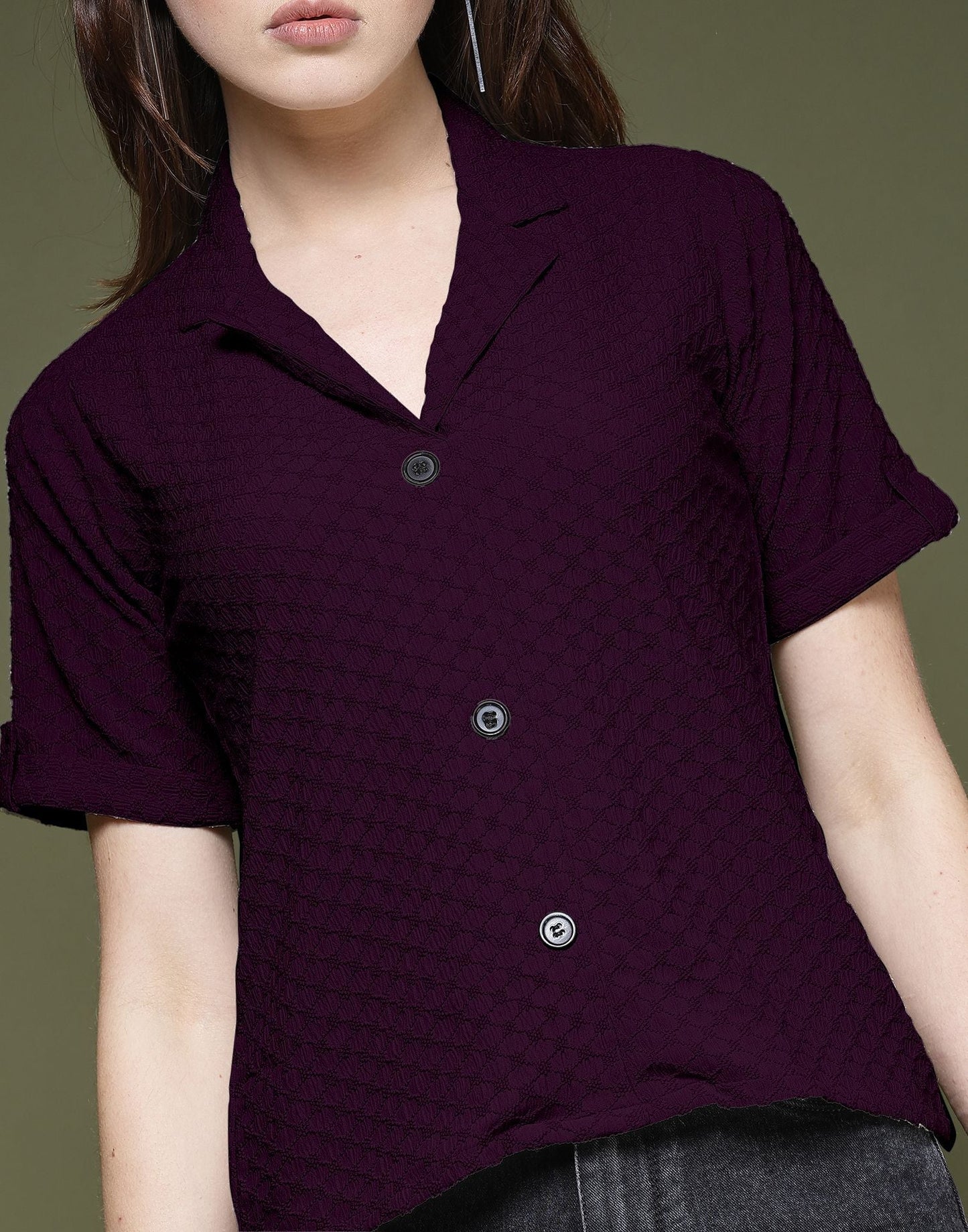 Classic Wine Lycra Plain Shirt