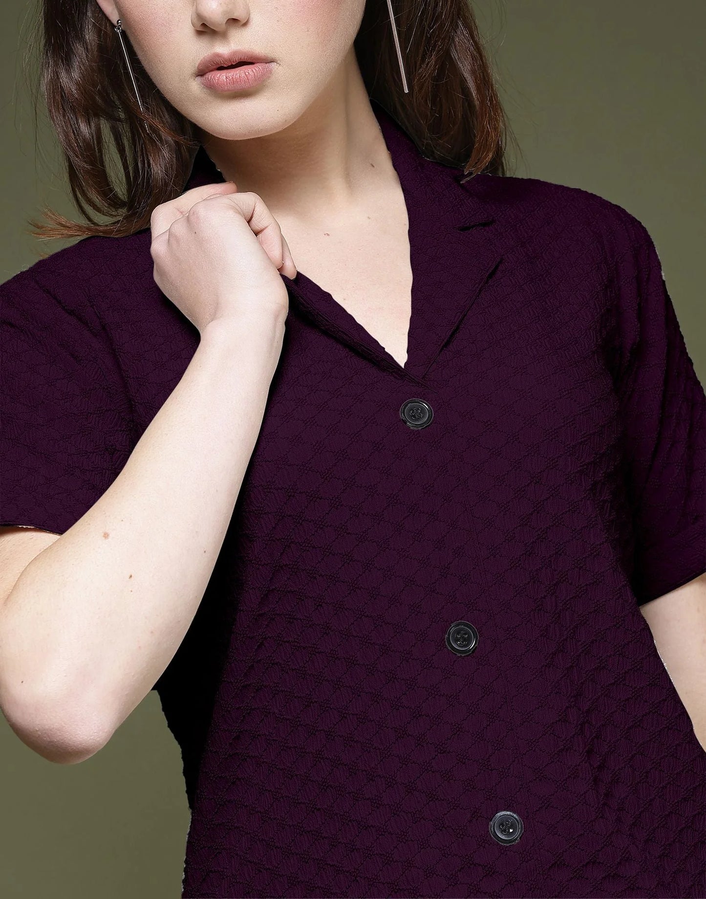 Classic Wine Lycra Plain Shirt