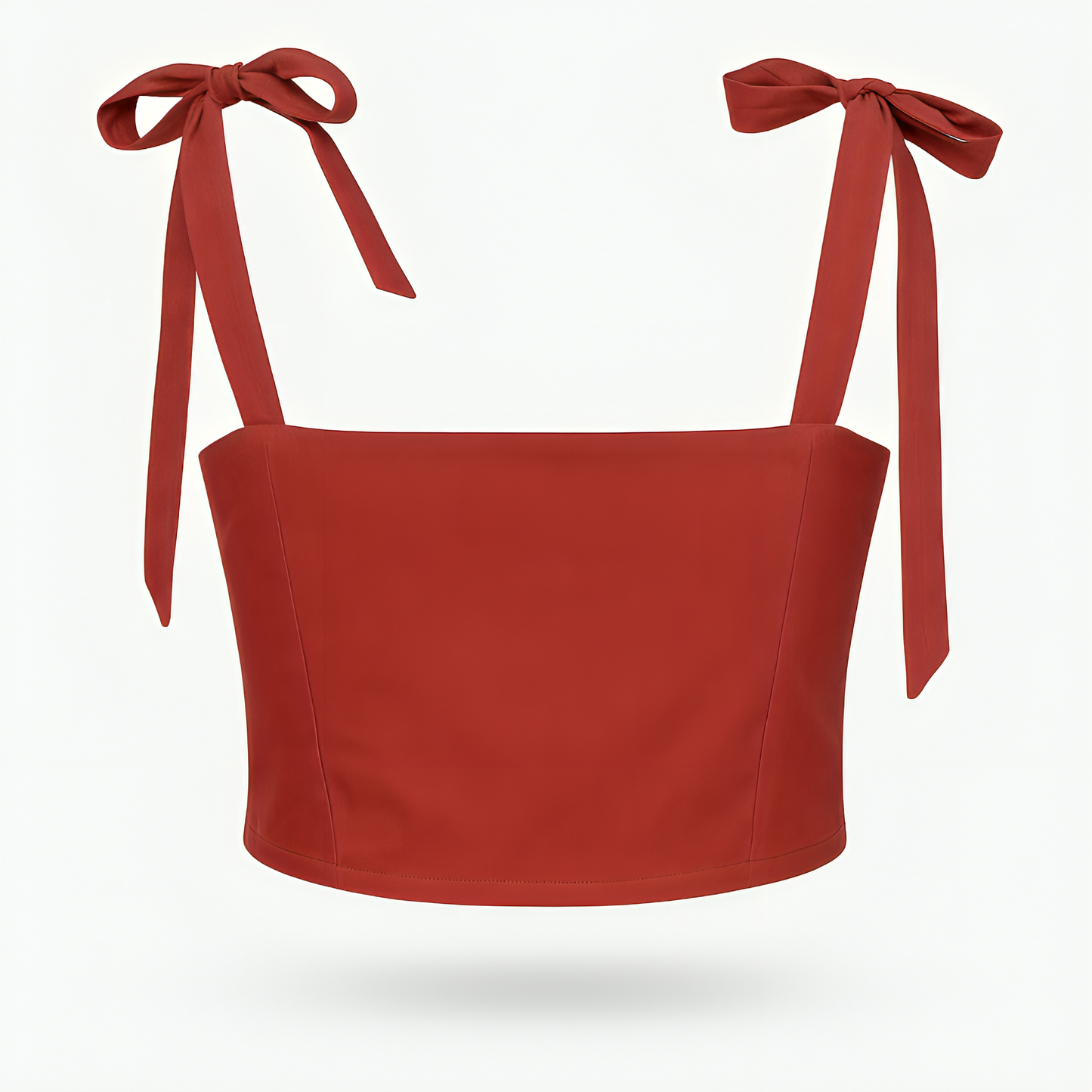 Rust Red Tie-Shoulder Crop Top